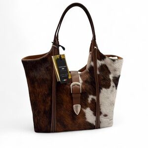 NWT Cavalcanti Collection Leather Made in Italy Viral Cowhide Buckle Cow Hair